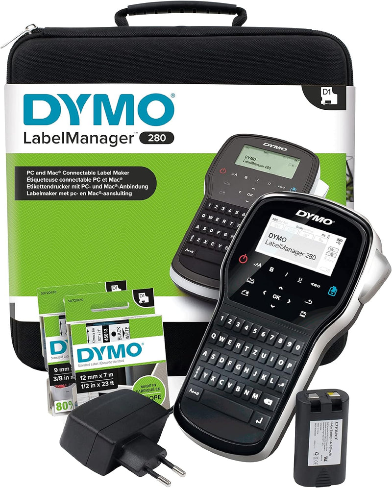 DYMO LabelManager 280 Tragbares Beschriftungsgerät im Koffer | Wiederaufladbares Etikettiergerät mit