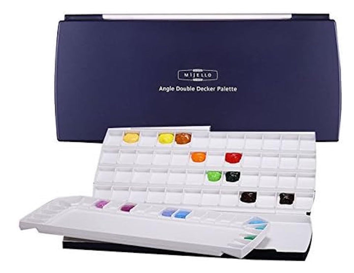 Mijello Aquarellpalette MWP-1772 luftdicht, Doppeldecker, 72 Mulden, 370 x 180 x 30 mm