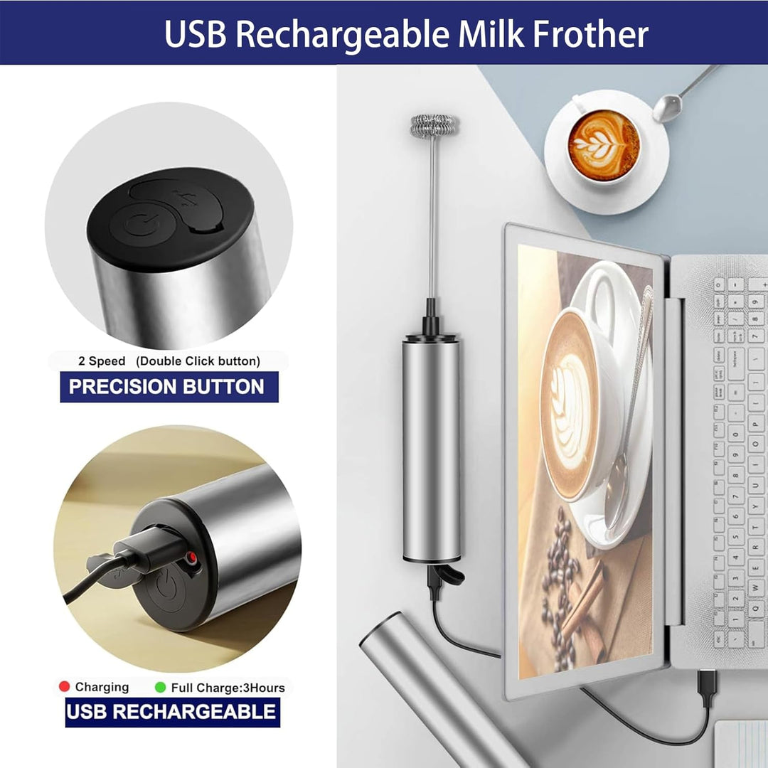 Elektrische Milchaufschäumer, Milchaufschäumer Stab, USB Wiederaufladbarer Milchaufschäumer, Tragbar