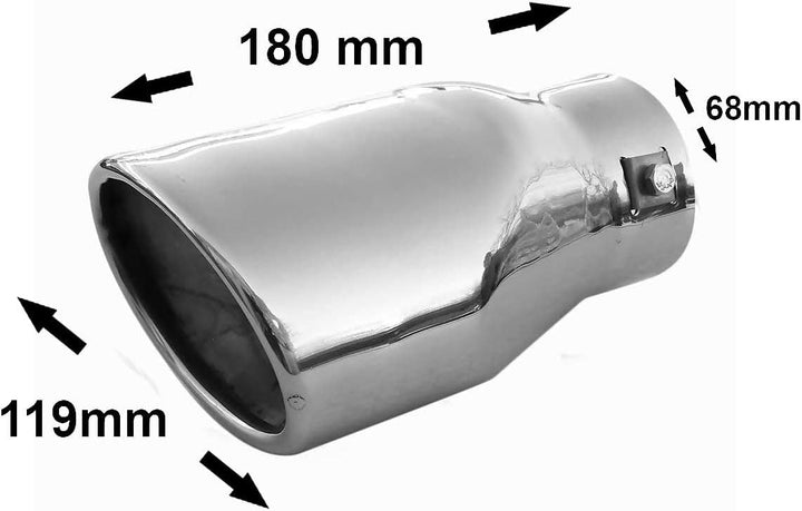 Auspuffblende Endrohr Auspuff Universell Schalldampf Edelstahl Oval bis 63mm Chrom AutoHobby