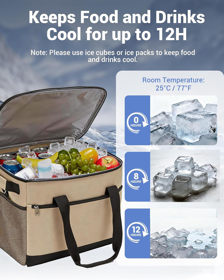 KONO Kühltasche 30L, Grosse Isolierte Lunchtasche Faltbar, Tragbare Thermotasche mit Verstellbarem S