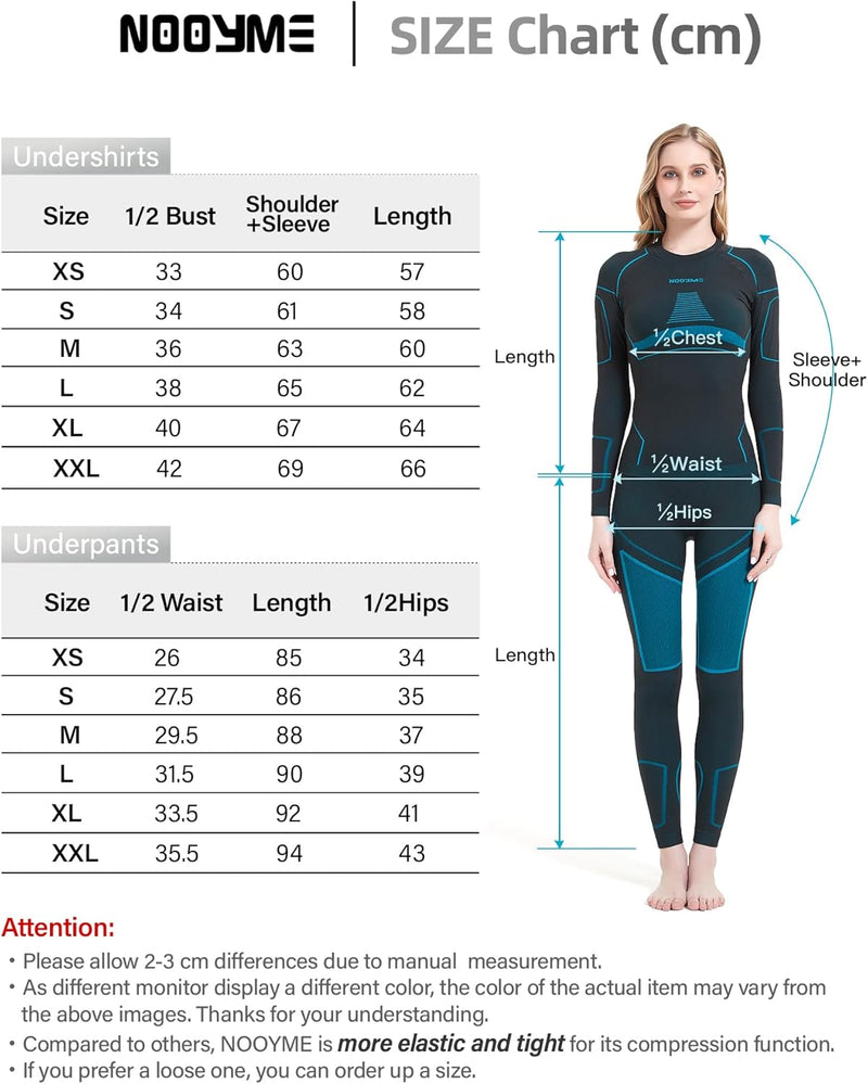 NOOYME Thermounterwäsche Damen Atmungsaktiv und Thermowäsche Set Funktionswäsche Damen Anti-bakterie