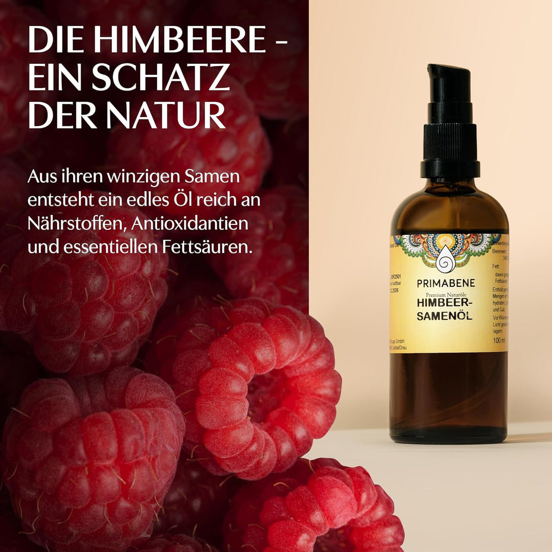 100% Himbeersamenöl - 50ml - rein &amp; kaltgepresstes Himbeersamen Öl für Hautpflege, Haarpflege &amp; Sonn