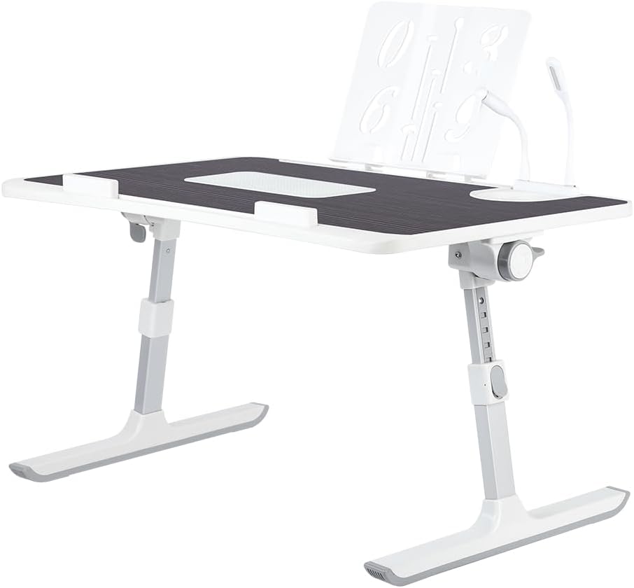Laptoptisch, klappbar, Betttisch für Laptop, neigbar mit Kühler/USB-Anschlüssen/Schublade, höhen- un