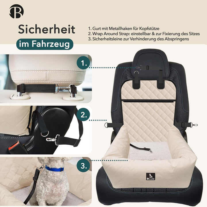 Hunde Autositz Auto Hundesitz, 2-in-1 Hundebett Hundekorb für kleine & mittelgrosse Hunde, Oxford St