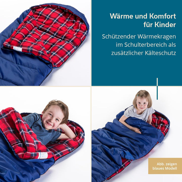 Skandika Dundee Junior Kinderschlafsack | Outdoor Camping Schlafsack für Kinder, Flanell-Innenfutter