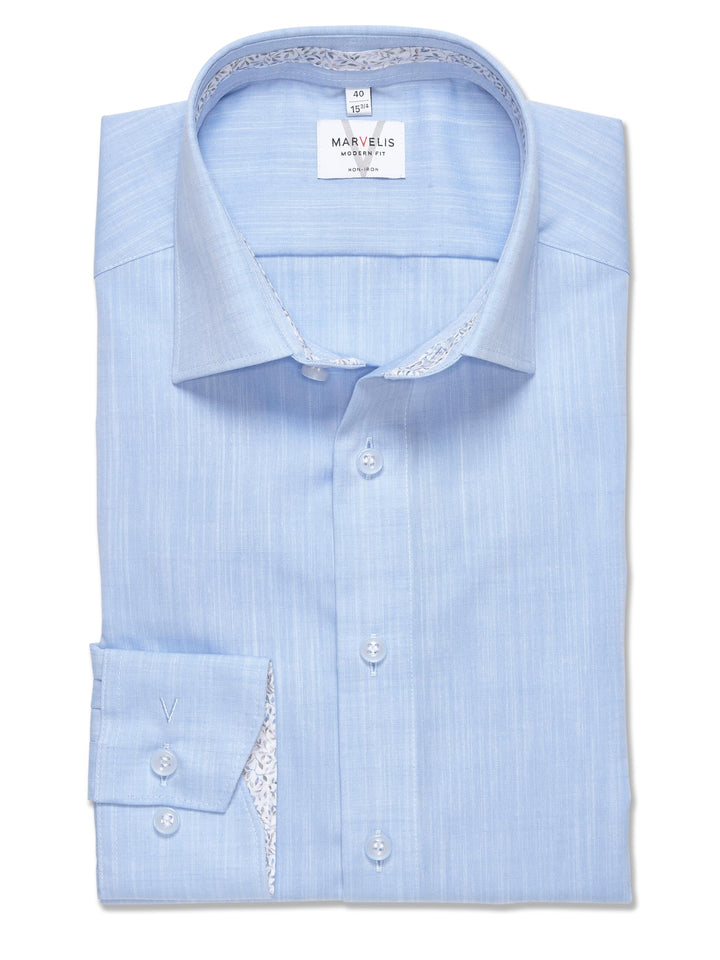 Marvelis Herren Businesshemd Langarm 726614,Einfarbig,Modern Fit,New Kent 39 Bleu 11, 39 Bleu 11