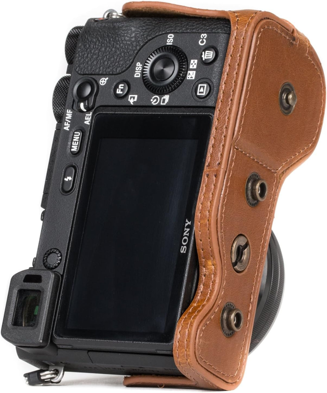 MegaGear Sony Alpha A6500 (16-50 mm) Ever Ready Leder Kamera-Case mit Trageriemen und Batteriezugang