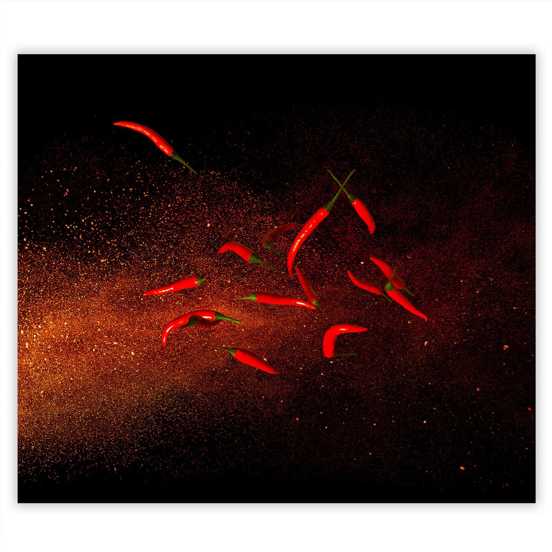 SmartDecoration Herdabdeckplatte Ceranfeldabdeckung aus Glas 60x52 cm Einteilig Motiv "Gemüse" Rot (