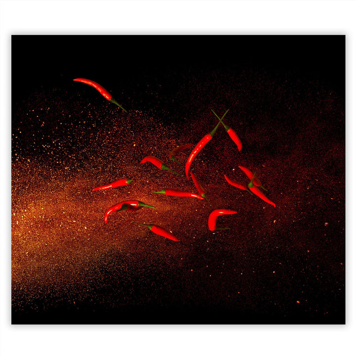 SmartDecoration Herdabdeckplatte Ceranfeldabdeckung aus Glas 60x52 cm Einteilig Motiv "Gemüse" Rot (