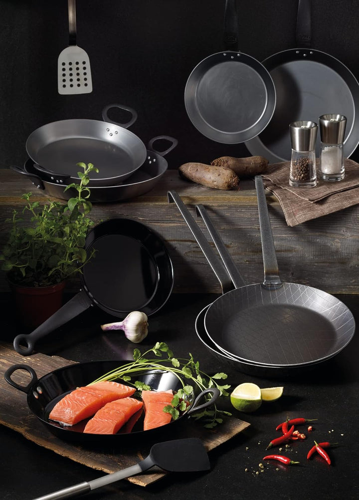 RÖSLE Bratpfanne Schmiedeeisern Serie 1888, Hochwertige, mit hohem Rand für knusprige Bratkatoffeln