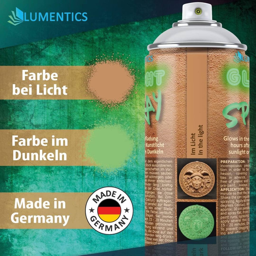 LUMENTICS Leuchtspray Terracotta - Sprayfarbe mit Nachleuchteffekt - Leuchtet im Dunkeln - Sprühfarb