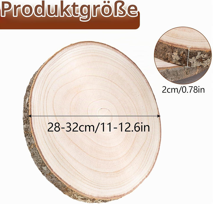 Holzscheiben, 28-32cm Holzscheiben zum Basteln Runde Holzscheibe Untersetzer Holz Log Durchmesser Oh