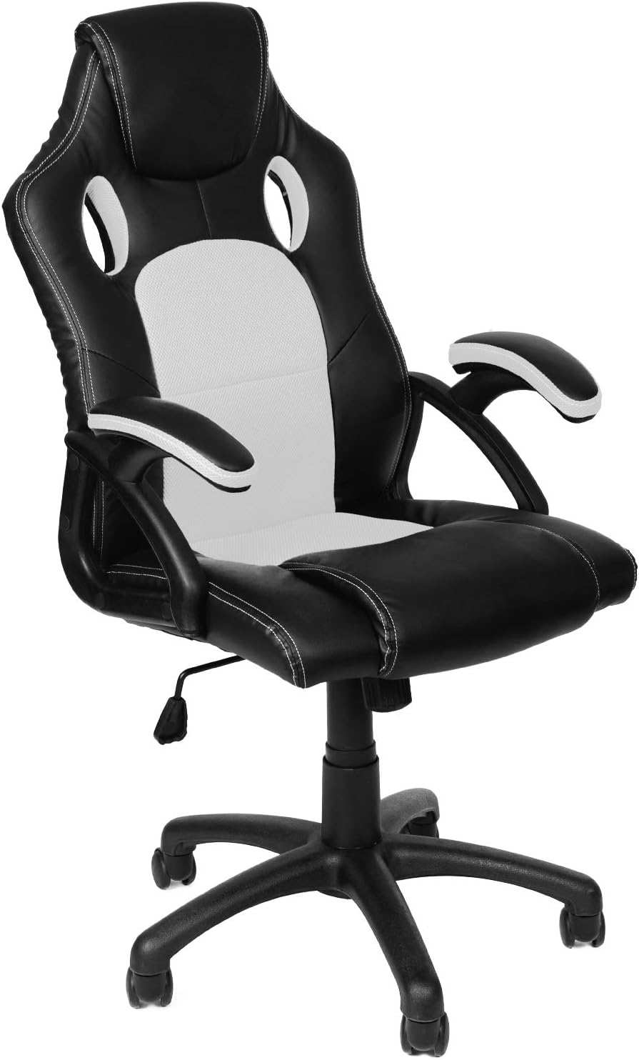 Panorama24 Gamer Stuhl Gaming Schreibtischstuhl Chefsessel Bürostuhl Ergonomisch, Weiss, 9 Farbvaria
