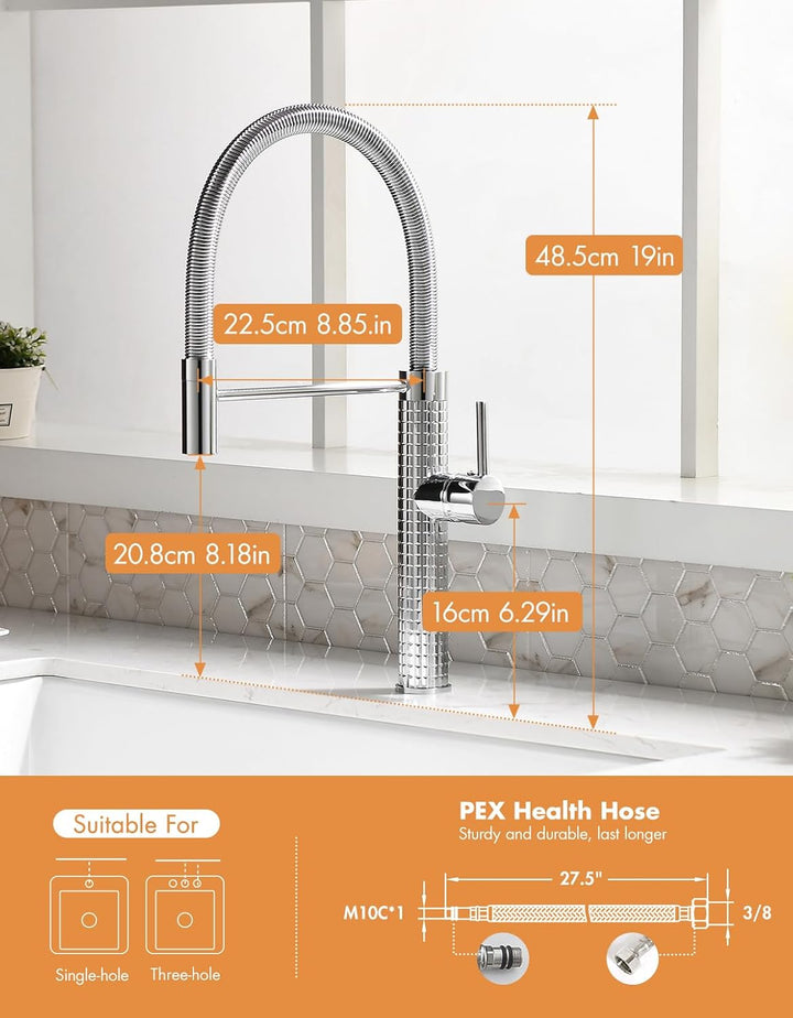 TIMACO Chrom Wasserhahn Küche,Küchenarmatur mit Brause Ausziehbar - 360° Schwenkbarz- Pull-Down-Spra