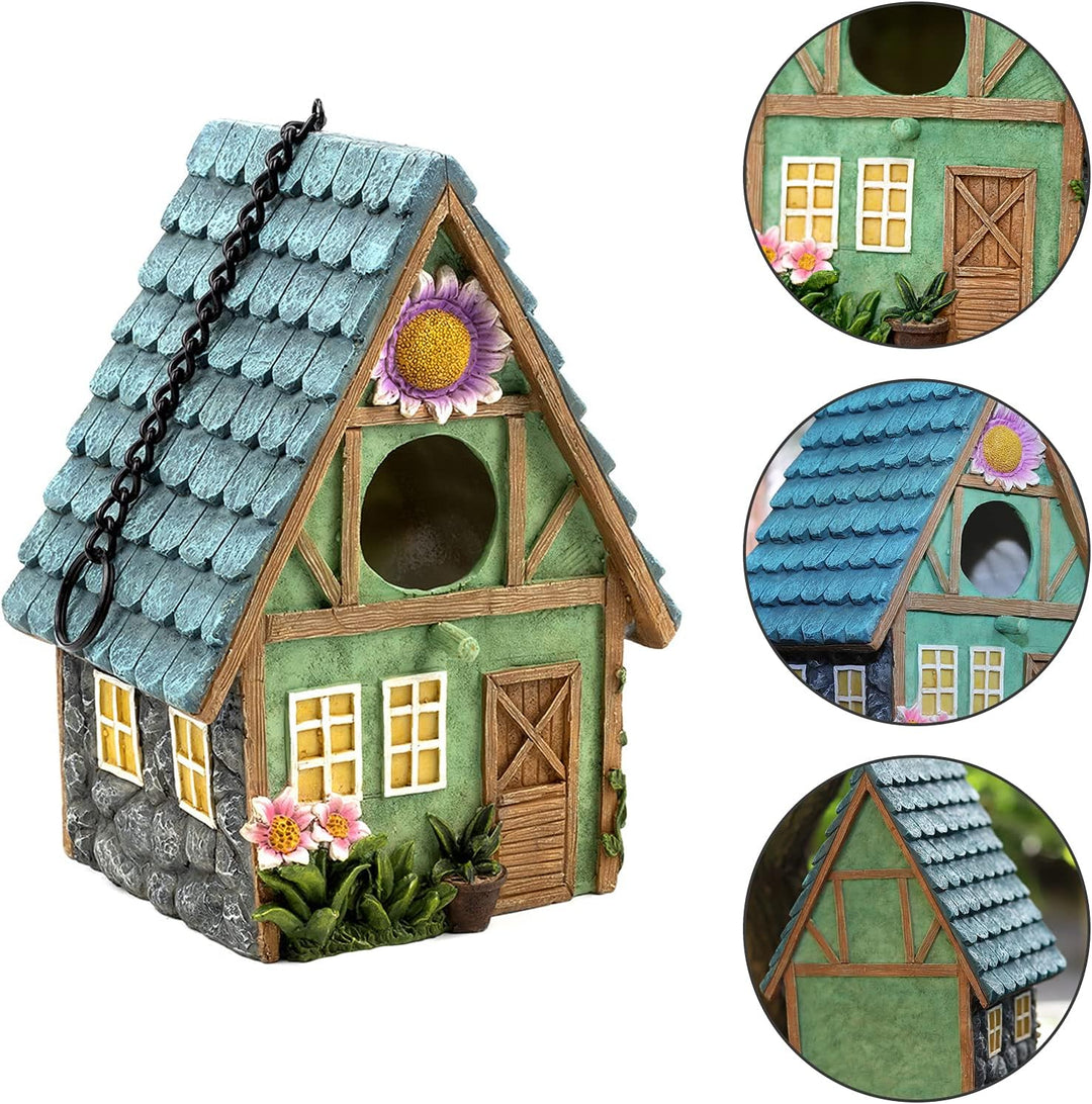 Holz Vogelhaus Nistkasten 21 x 15 x 13cm Mit Dekorativem Holzdach, Haus für Vögel, Vogelhäuschen für