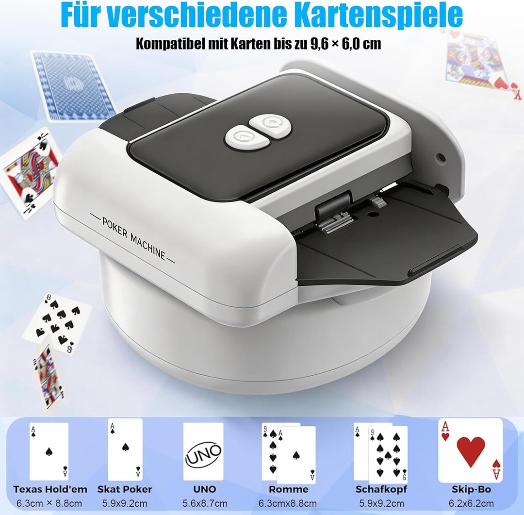 Flüsterleiser Automatischer Kartenmischmaschine, Kartenmischer, mit 2600mAh Akku & Dual-Mode-Mischsy