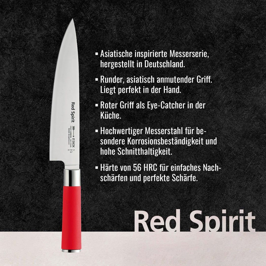 F. DICK Kochmesser, Küchenmesser, Red Spirit (Messer mit Klinge 21 cm, X55CrMo14 Stahl, nichtrostend