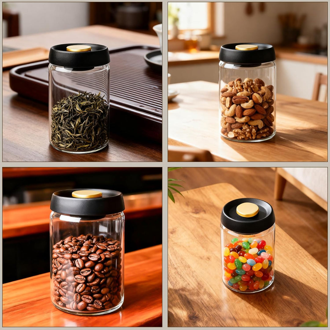 GBKDQQ 2 Stück Kaffeedose luftdicht 1800ml: Vakuumbehälter Glas, Kaffeebehälter luftdicht, Vakuumver