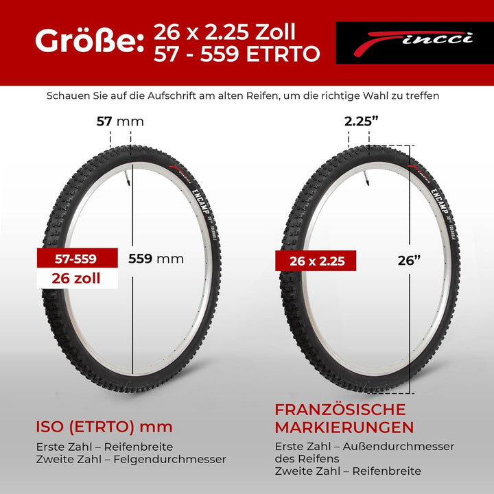 Fincci Encamp Paar 26 x 2,25 Zoll 57-559 Faltbar Reifen für Rennrad Mountain MTB Schlamm Schmutz Off