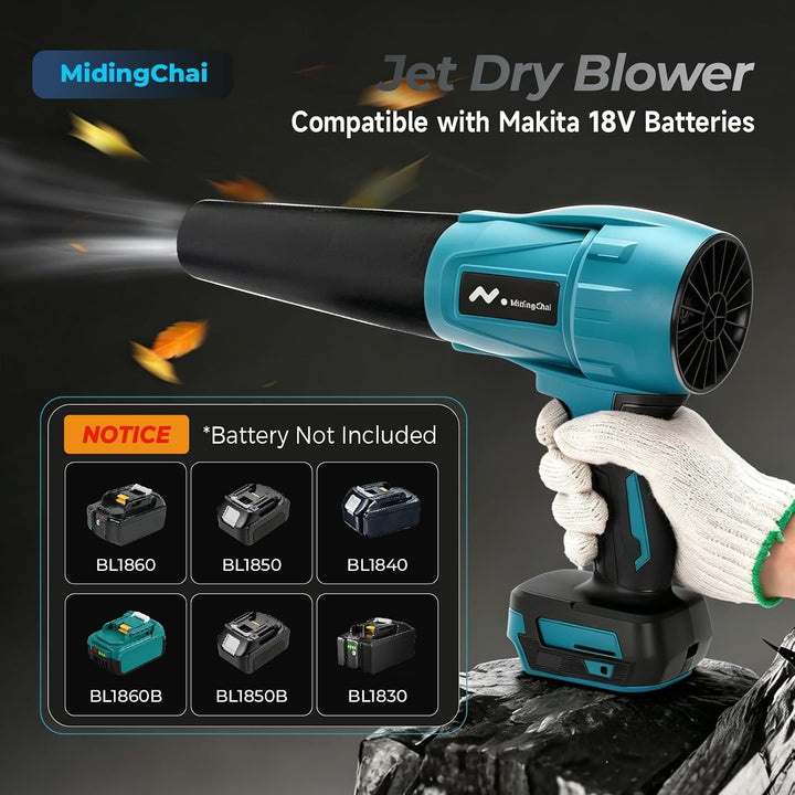 Akku Gebläse Kompatibel mit Makita 18V, Laubbläser Akku mit 3-Düsen, 32000 U/Min, 500g Luftdruck, Ha