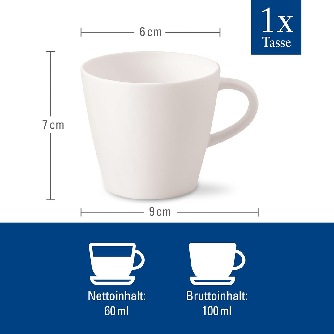 Villeroy und Boch - Manufacture Rock blanc Mokka-/Espressoobertasse, weisse Tasse für Espresso und M