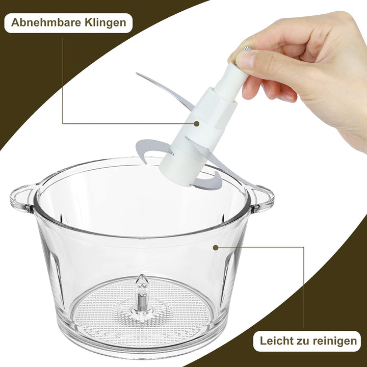 Bear 2L Universalzerkleinerer, Ein-Hand Puls Funktion,2600r/min,2 Geschwindigkeitsstufen, Häcksler m