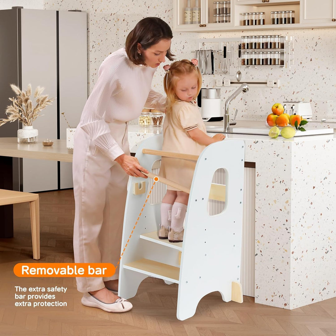 Ezebaby Lernturm ab 1 Jahr, Learning Tower, Höhenverstellbar Montessori Lernturm mit Kippschutz, Abn