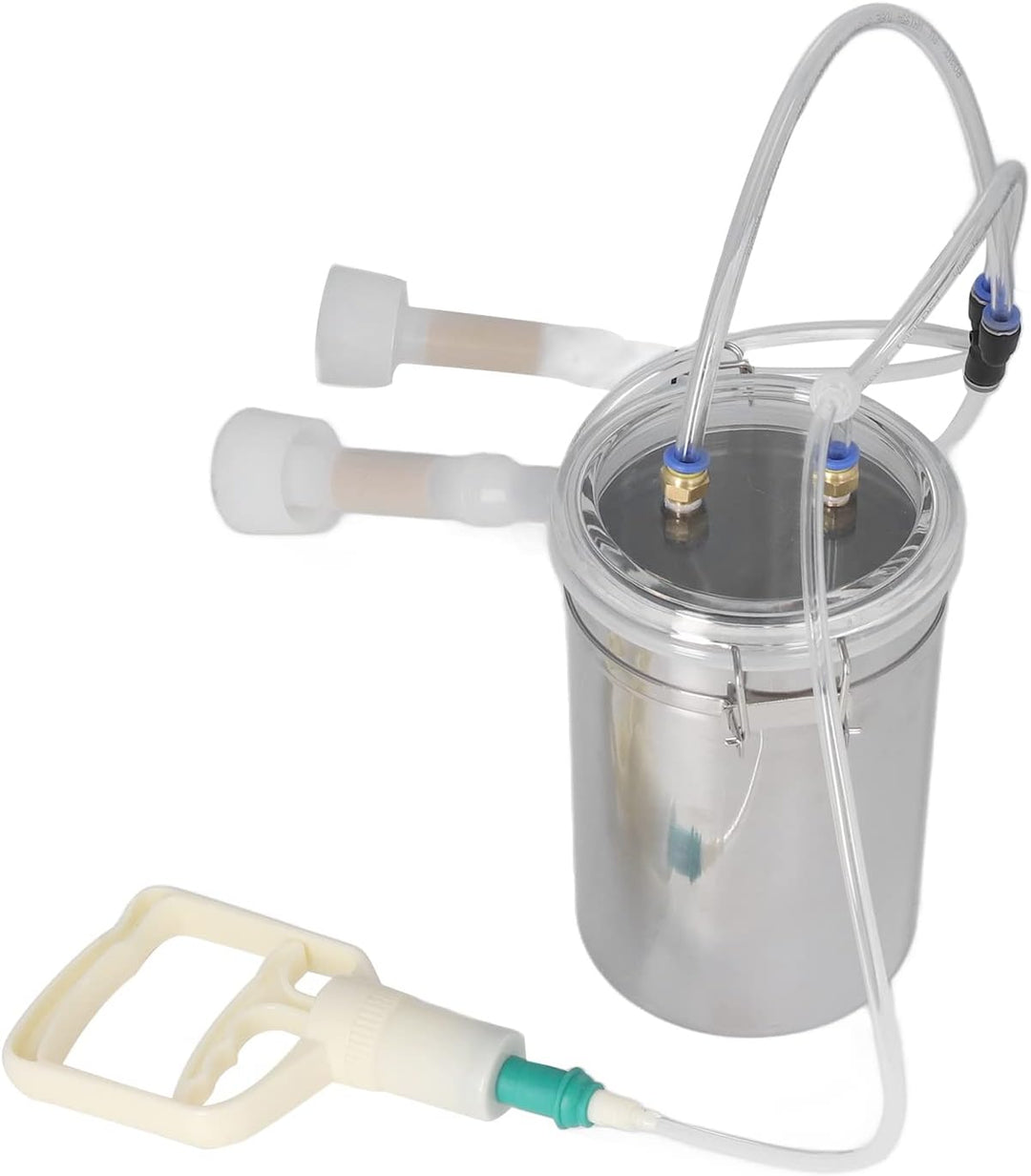 2L Milchmaschine Manueller Ziegenmelker Edelstahlflasche Tragbares Melkset, Ziegenmelkmaschine für M