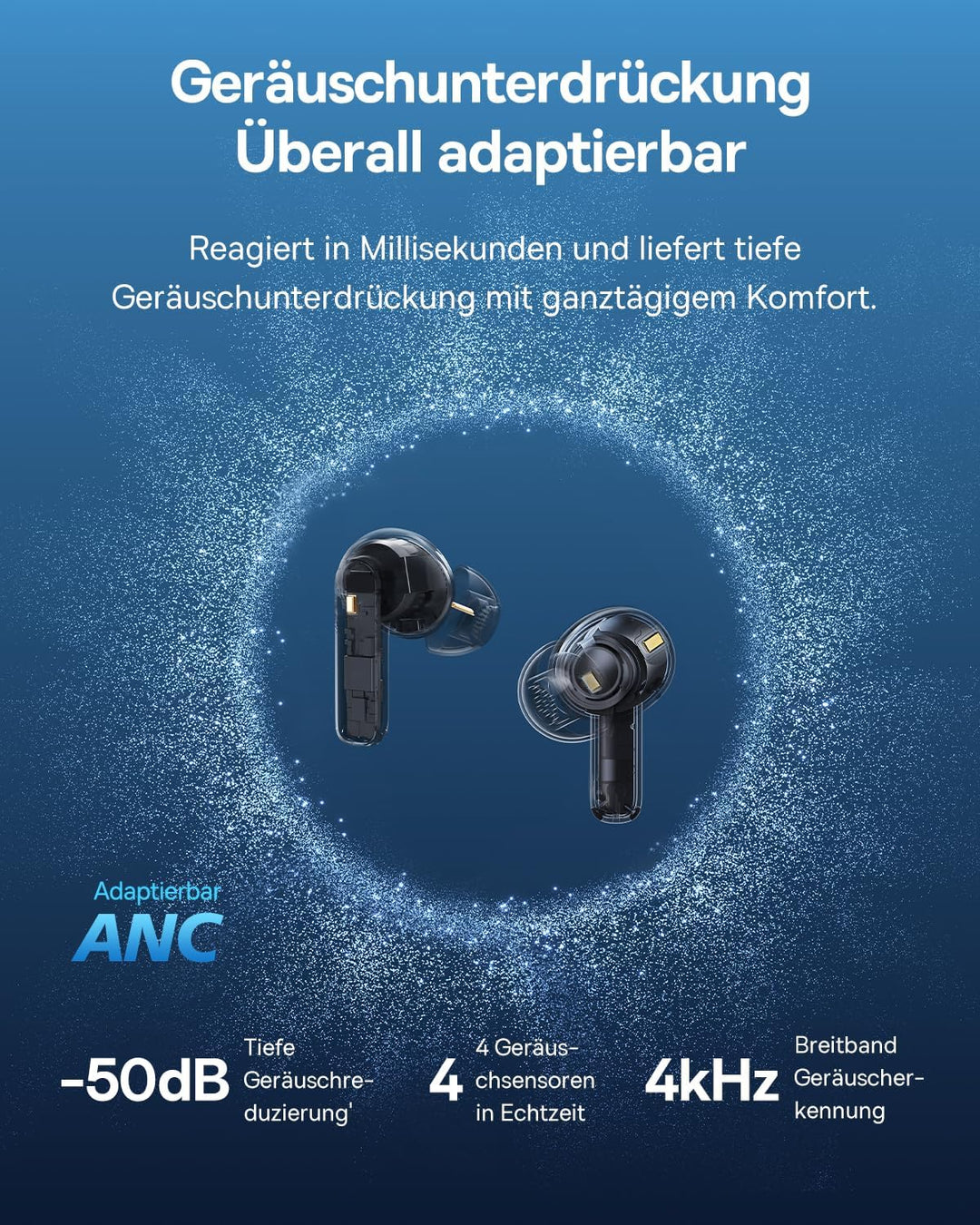 Baseus EP10 Pro In Ear Kopfhörer Bluetooth Noise Cancelling, Bluetooth Kopfhörer mit -50 dB Geräusch
