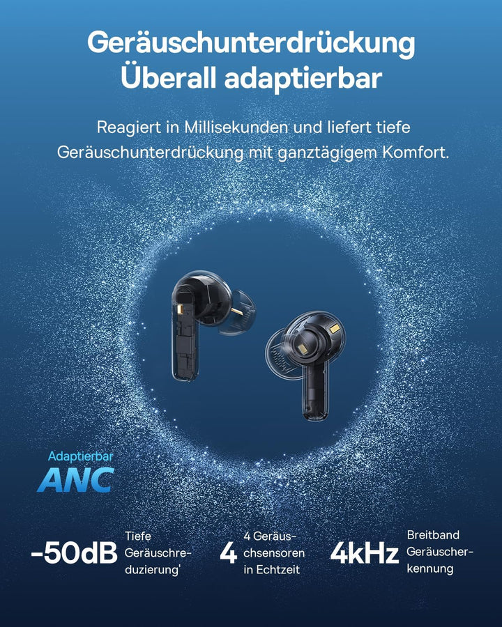 Baseus EP10 Pro In Ear Kopfhörer Bluetooth Noise Cancelling, Bluetooth Kopfhörer mit -50 dB Geräusch