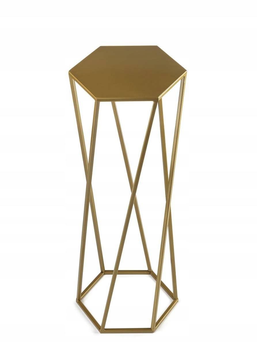 HowHomely Gold Blumenständer Metall 70 cm Hoch - Solider Blumenhocker in Sechseckiger Form - Pflanze