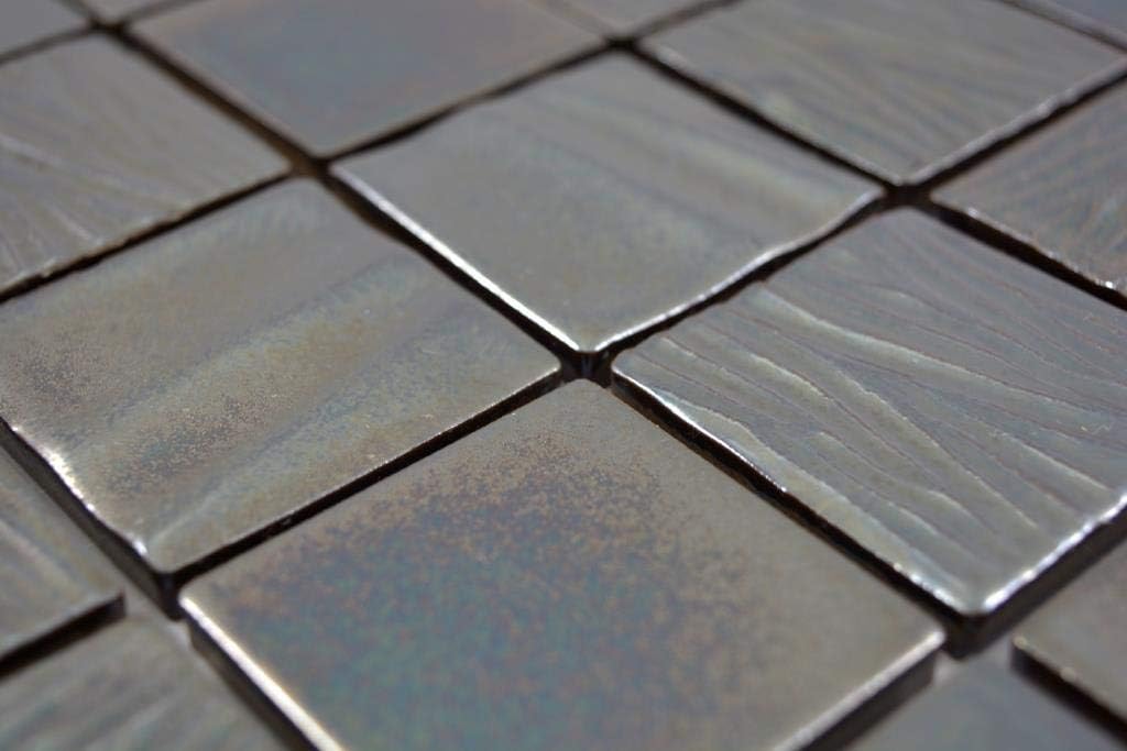 Mosaikfliese Keramik schwarz chrom irisierend Struktur Mosaikfliese Fliesenspiegel Küche Mosaikwand