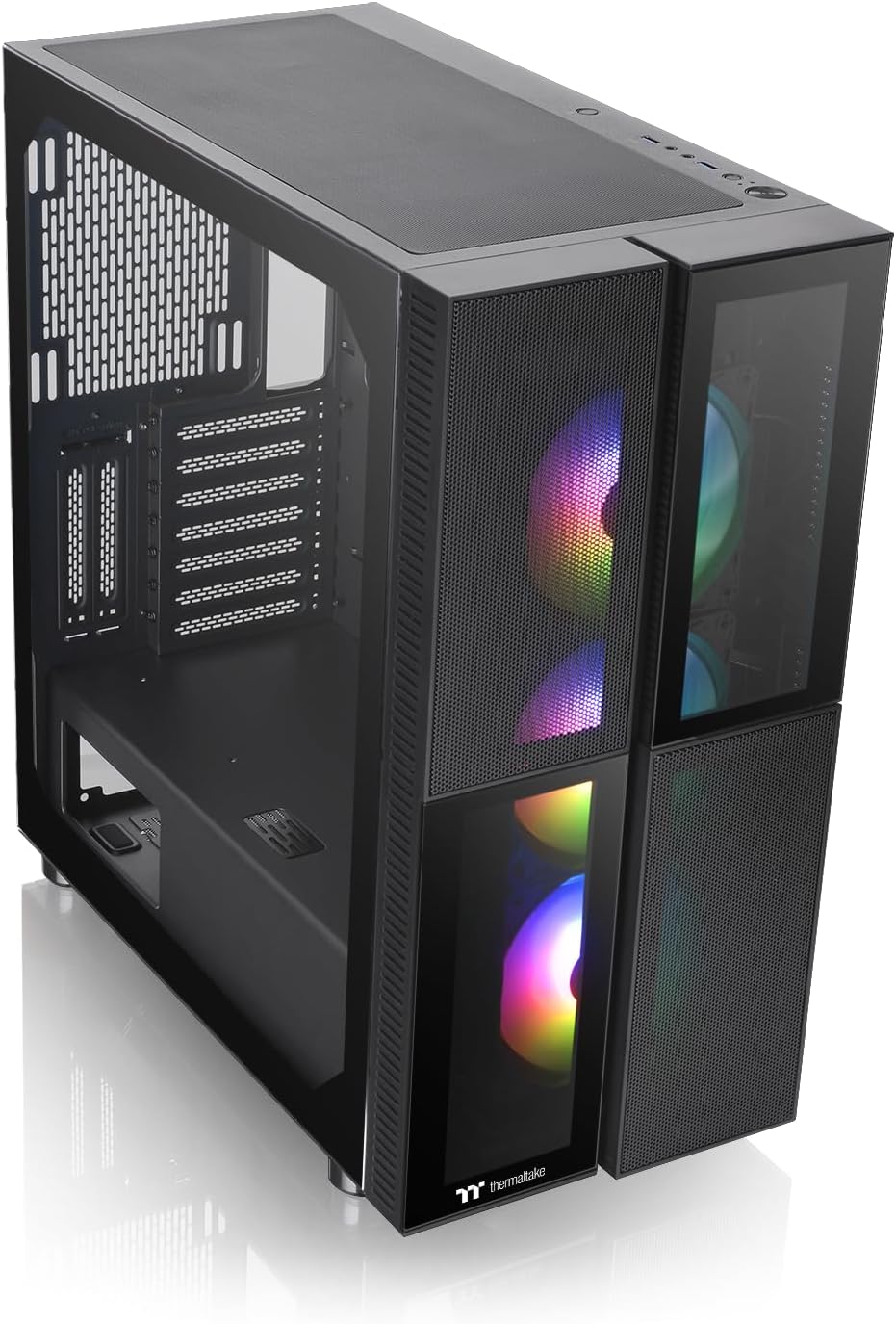 Thermaltake Versa T26 ARGB Black Mid-Tower-ATX-PC-Gehäuse Gehärtetes 4mm Glasseitenteil ATX Schwarz,