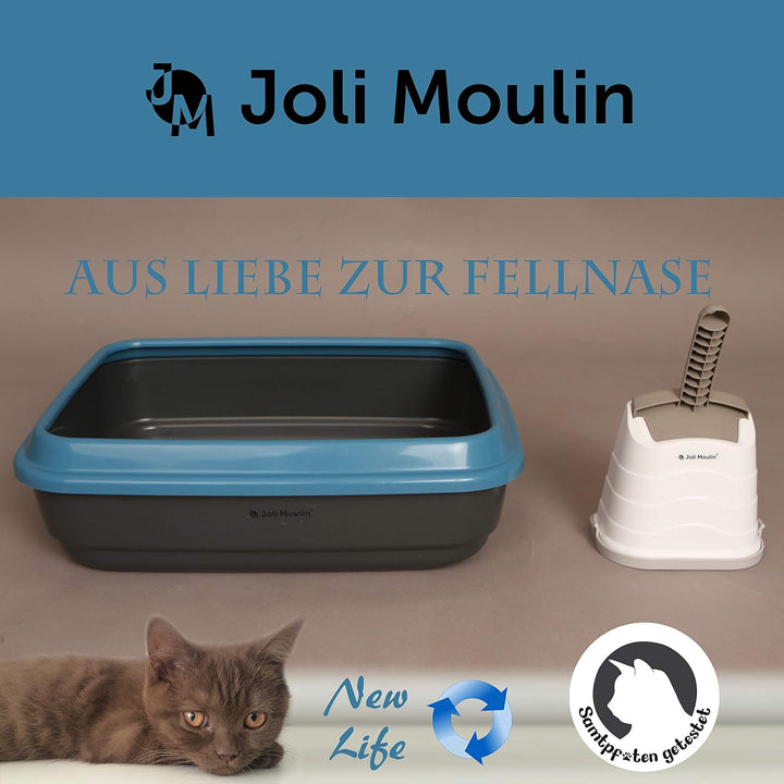 New Life Katzentoilette offen mit Rand 40x50x15 cm Set mit Streuschaufel und Hygiene-Behälter 100% R