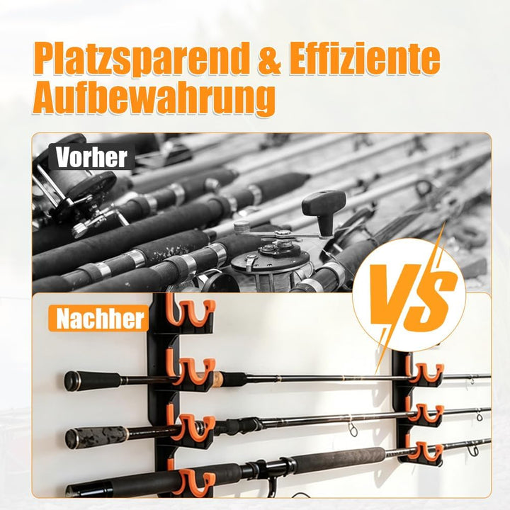2 Paar Angelrutenhalter Wand, Rutenständer Angelruten mit Silikon-Schutzpolster, Fishing Rod Rack, D