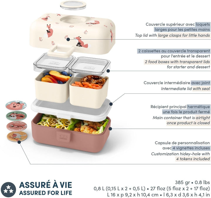 monbento - Brotdose Kinder MB Tresor - 3-Fächer Lunchbox für Kinder - Jausenbox Kinder - Ideal für S