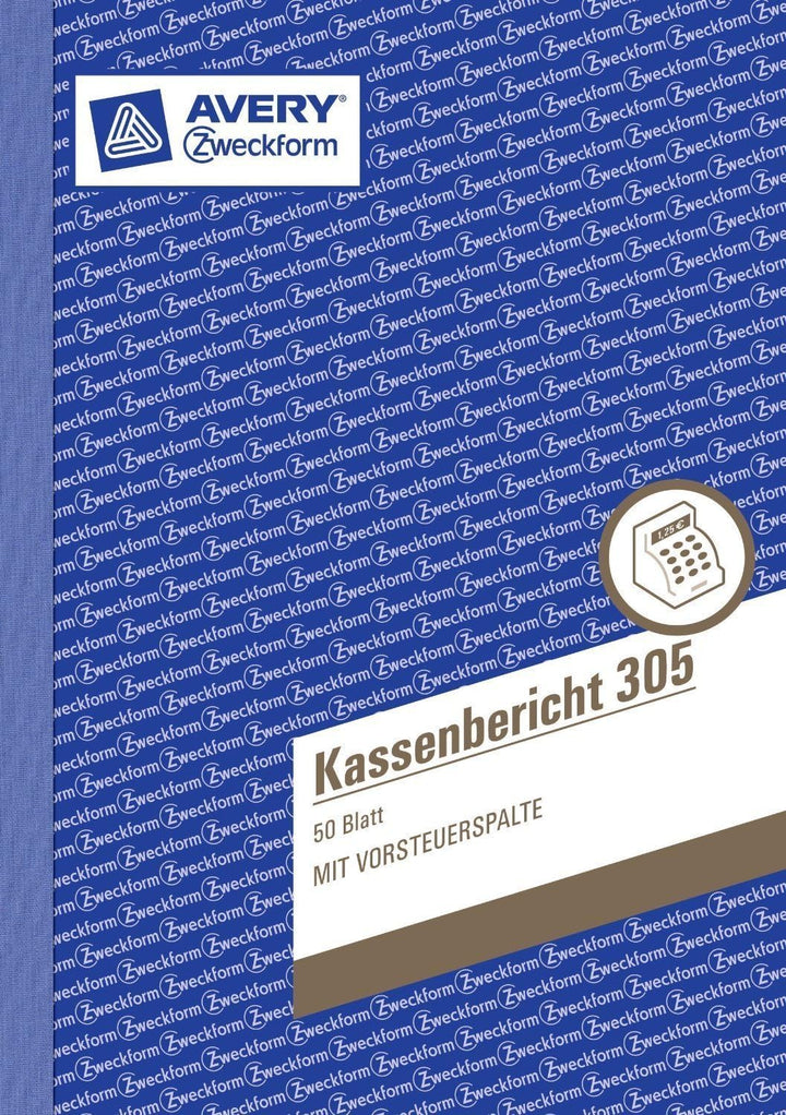 Avery Zweckform 305 Kassenbericht, DIN A5, vorgelocht, 50 Blatt, weiss (10er Vorteilspack)