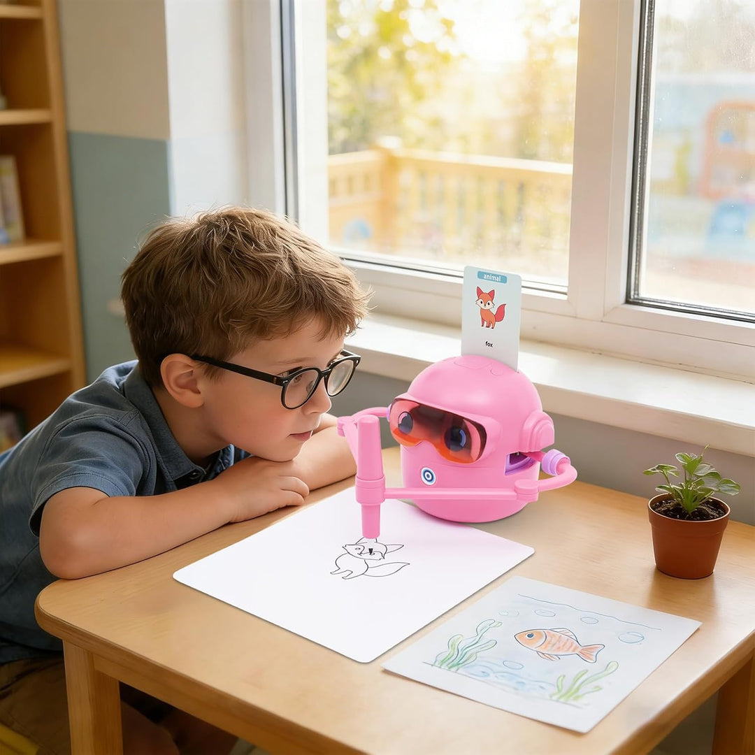 Zeichenroboter Für Kinder, Lernspielzeug Zum Zeichnen | Mit 100 Karten & 12 Farbstiften, Automatisch