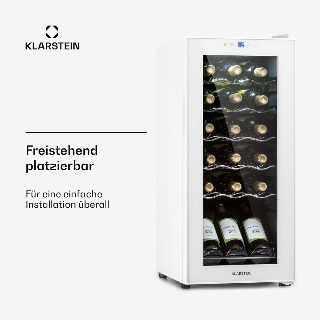 Klarstein Weinkühlschrank, 1 Zonen Getränkekühlschrank Klein, Freistehender Kleiner Weinschrank, 50L