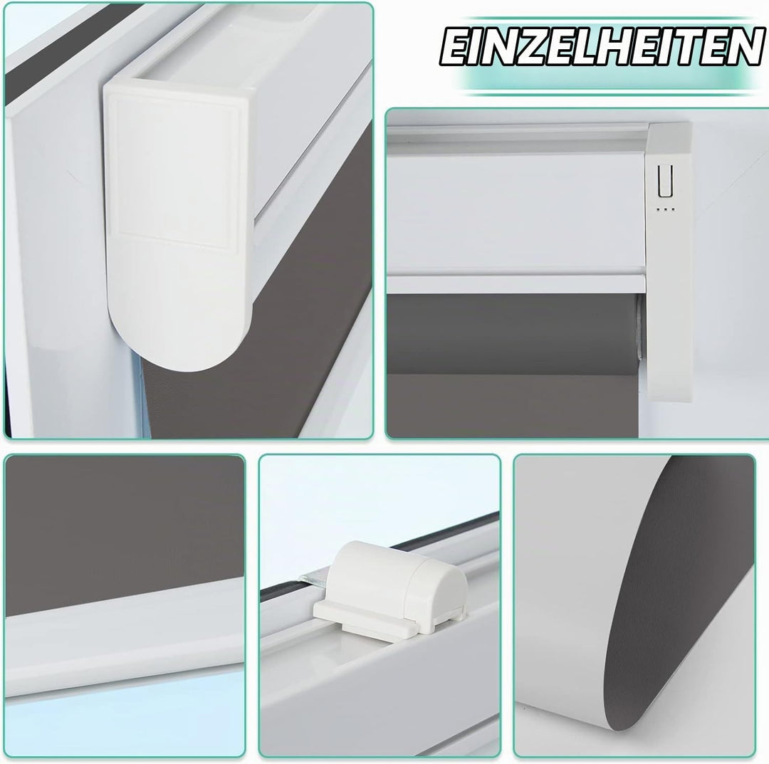 Allesin Elektrische Rollos mit Fernbedienung &amp; Motor, Anthrazit Verdunklungsrollo 75x200cm (BxH) Kle