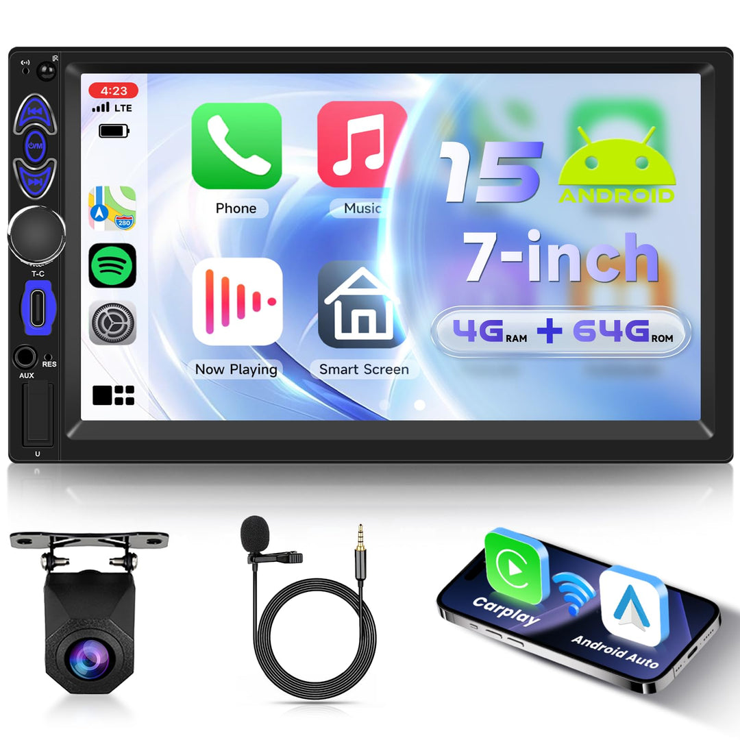 VECHTEL 4G+64G Android 15 Autoradio 2 Din mit Drahtlos Carplay Android Auto, 7 Zoll HD Touchscreen m