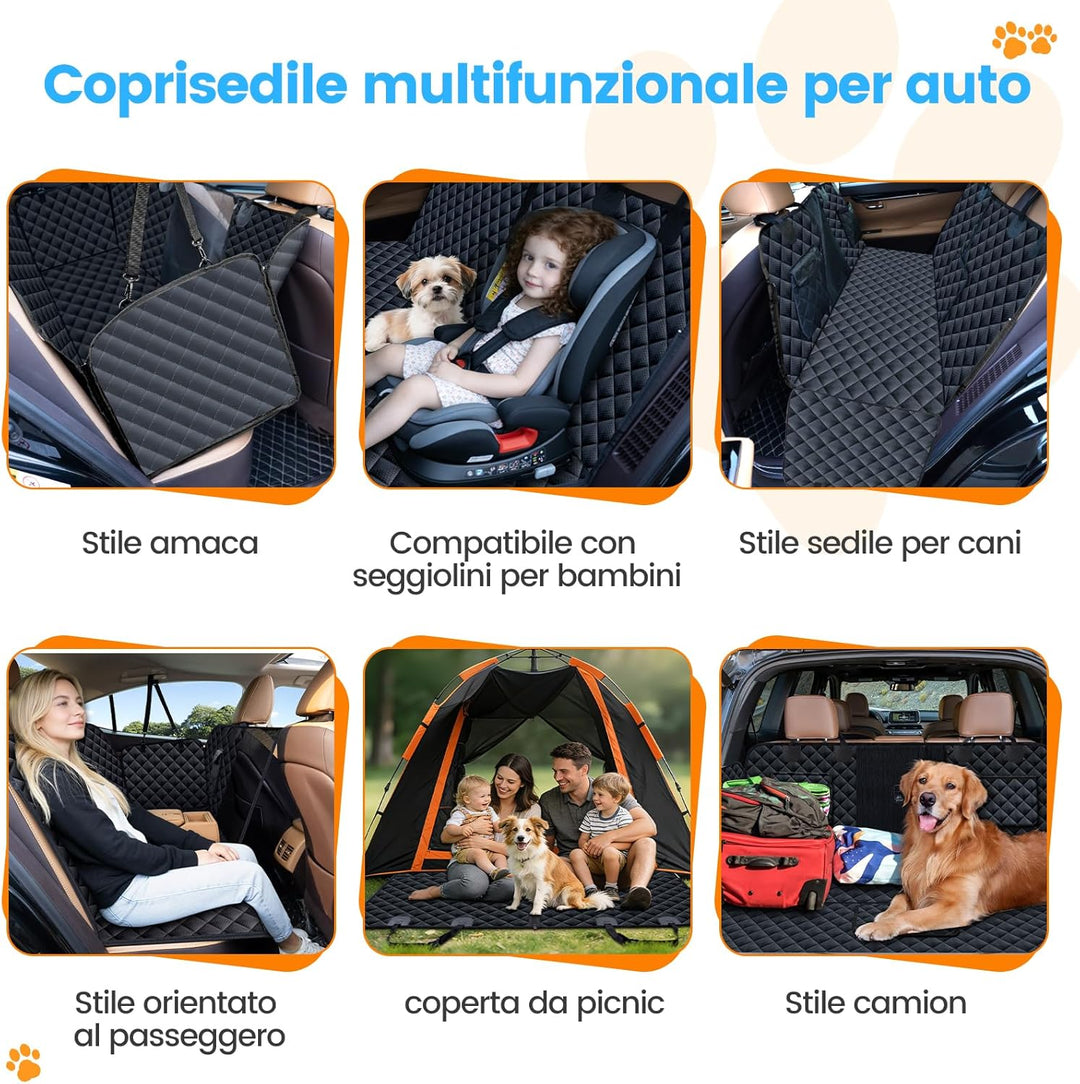 Autositzbezug für Hunde, 100% wasserdichte Hundehängematte für Auto mit Mesh-Fenster, kratzfester un