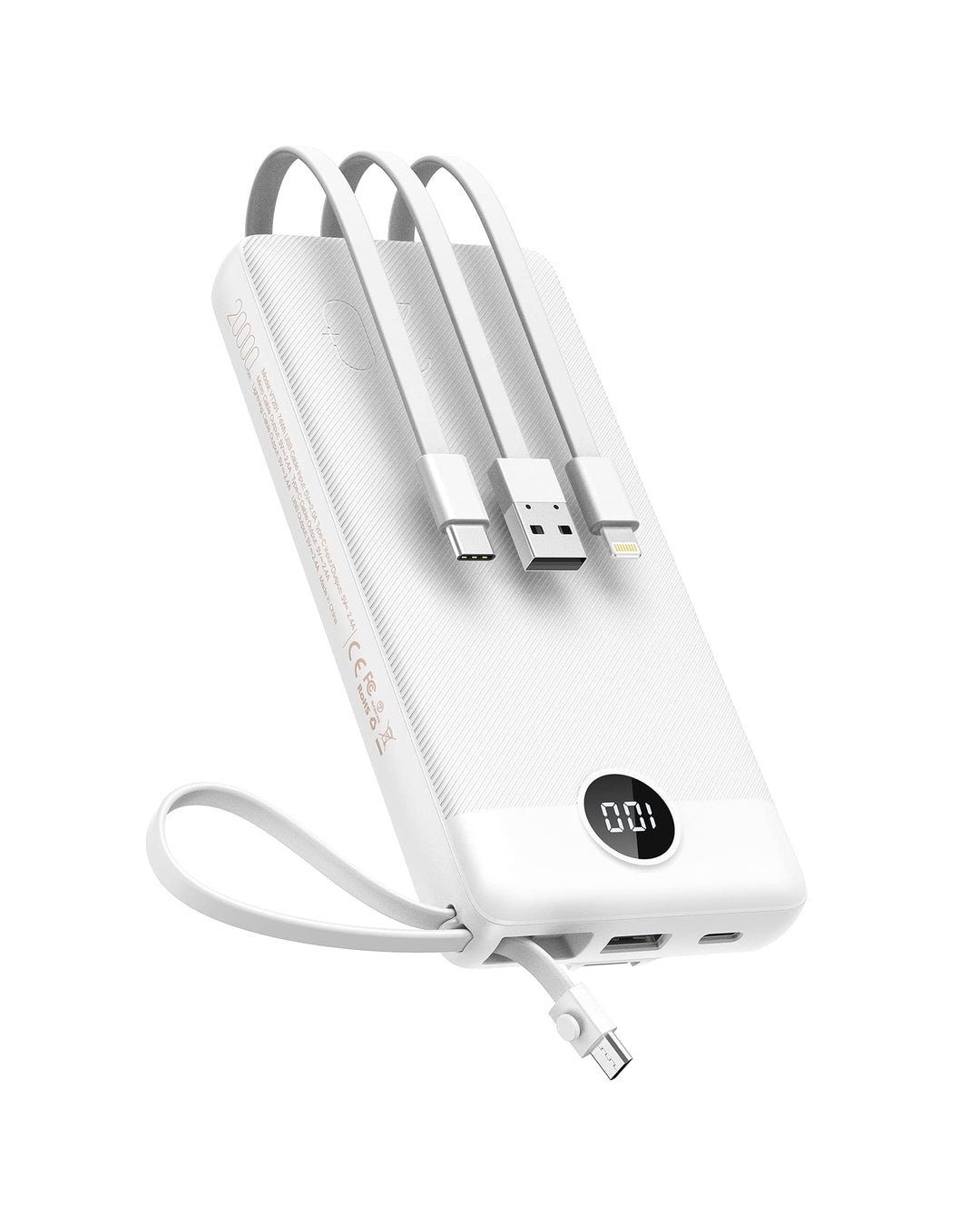 VEEKTOMX Powerbank 20000mAh Power Bank mit Kabel Powerbank USB C Tragbares Ladegerät 5 Ausgängen LED