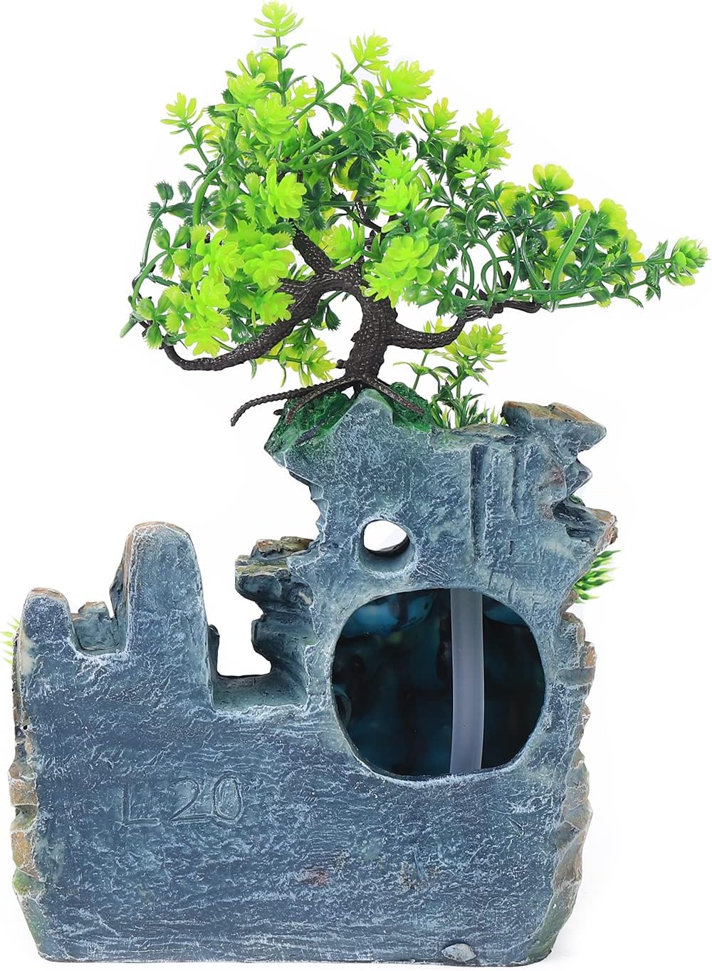 Zimmerbrunnen mit LED Beleuchtung Wasserfall Tischbrunnen Steingarten Desktop-Brunnen mit Nebel, Gar