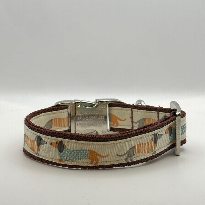 Jimmy und Katz Hundehalsband Dackel Teckel Creme 26-40cm x 2cm, Creme