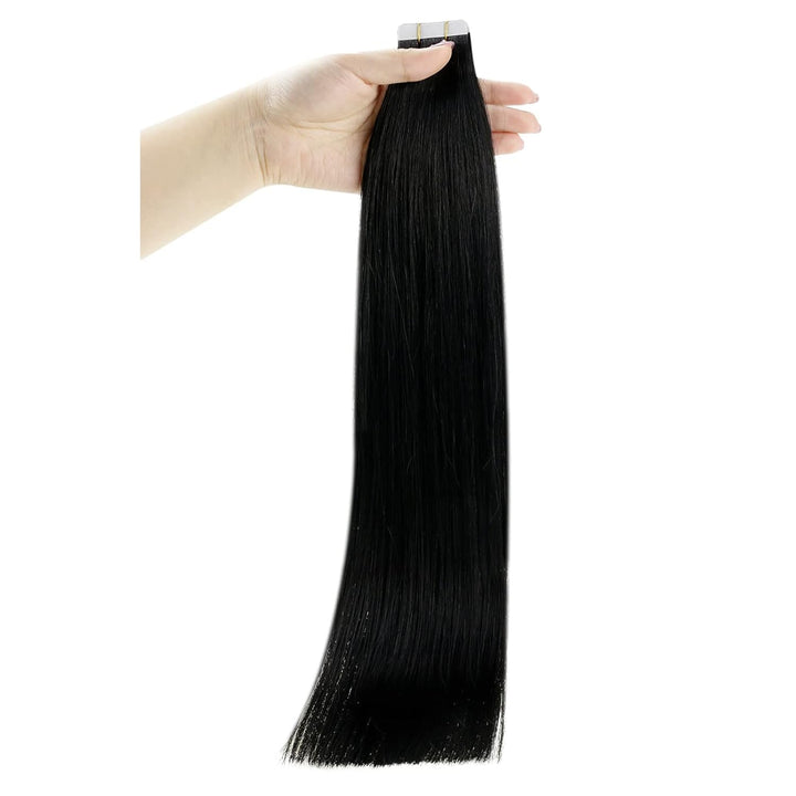 RUNATURE Tape in Extensions Schwarz 30cm Seamless Invisible Haarverlängerung 20 Stück 30g #1 30.48 c