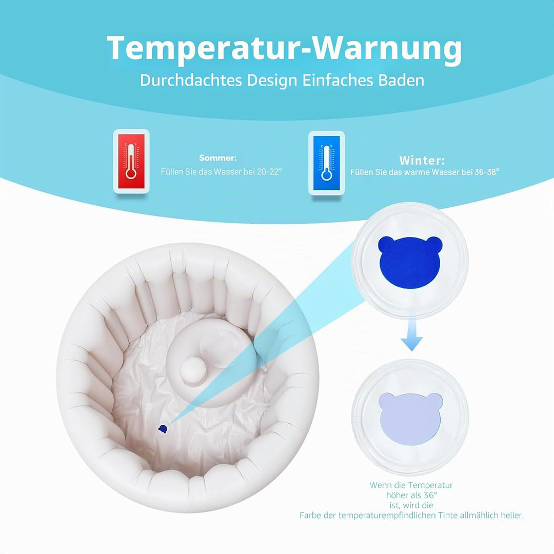 Aufblasbare Babybadewanne XL - Tragbare Kleinkindwanne für Dusche, reisefreundlich, leicht zu entlee