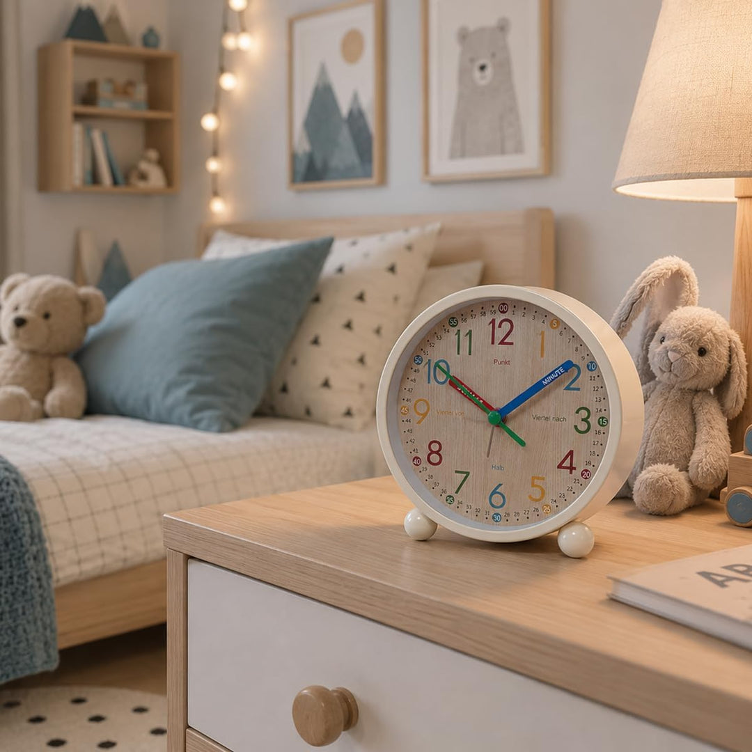 K&amp;L Wall Art Kinderwecker Lernuhr Kinder Tischuhr mit Lernzifferblatt Kinderzimmer Tischwecker mit N