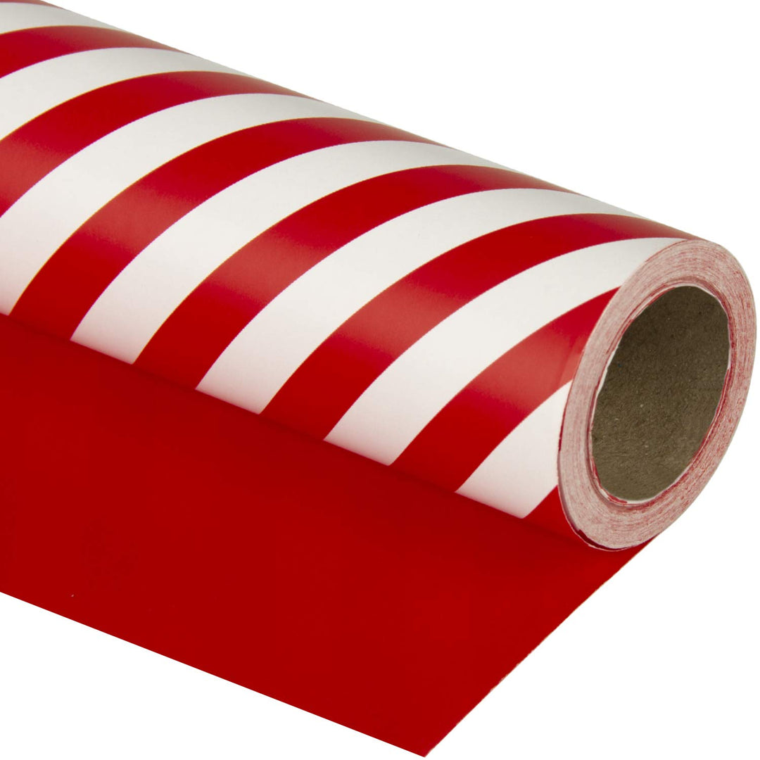 WRAPAHOLIC Wendbares Geschenkpapier – Rot und Streifen Design für Geburtstag, Urlaub, Hochzeit, Baby